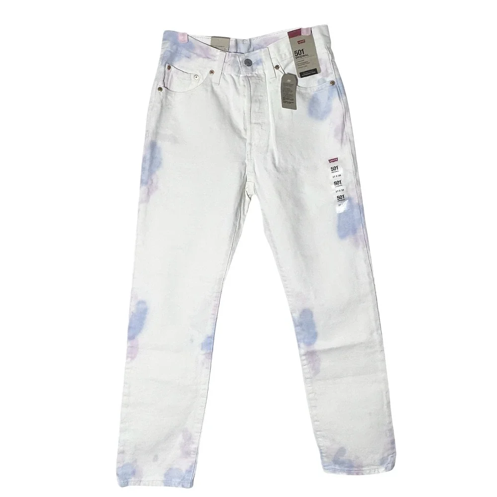 NWT Levi's 501‎ Original Fit White Tie Dye Straight Leg Jeans Various Sizes